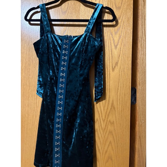 Emerald Velvet Corset Dress Mini Gothic Punk Festival Party - Picture 3 of 7